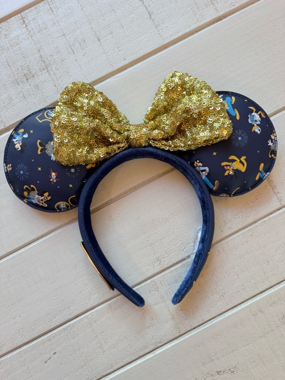 Disney Loungefly 50th Anniversary Minnie Ears with Gold Sequin Bow